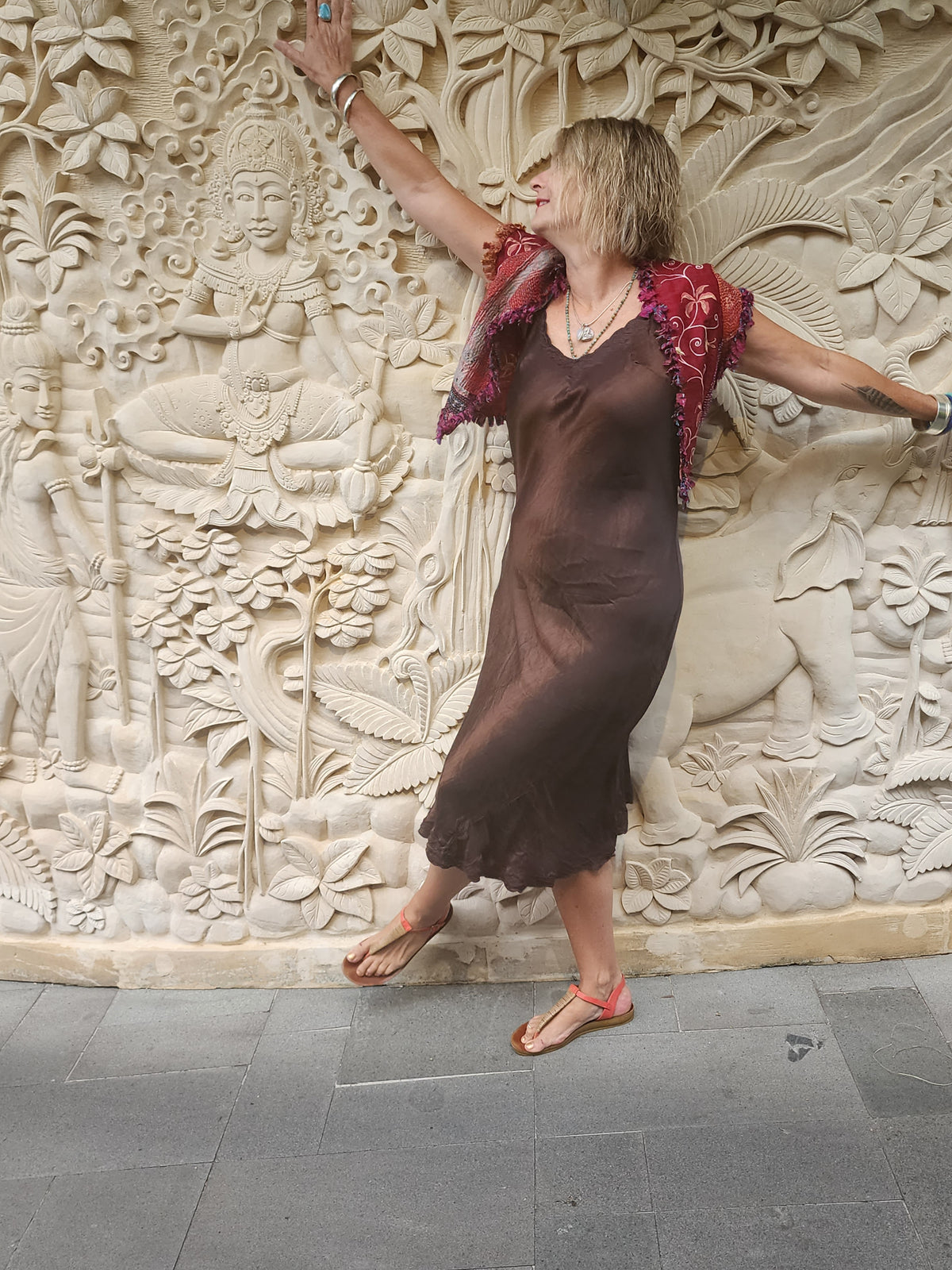 Marilyn Luxe Long Slip Burnished Copper Satin