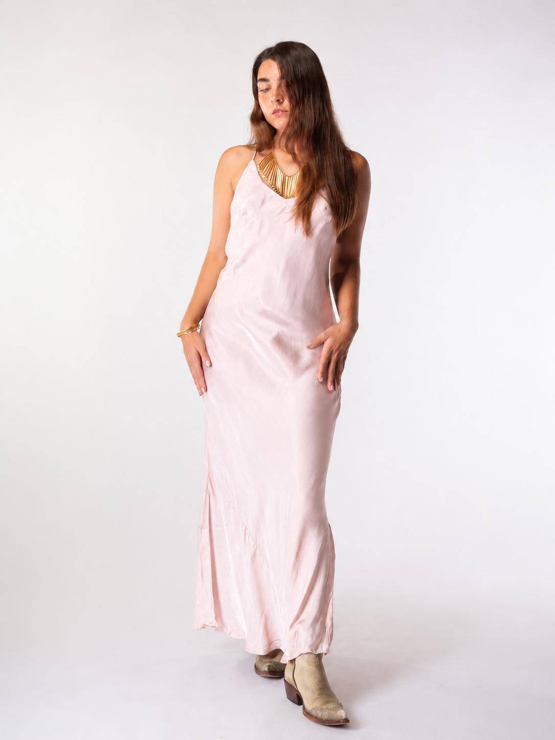 Amy Low Back Maxi Dress Shell Size L