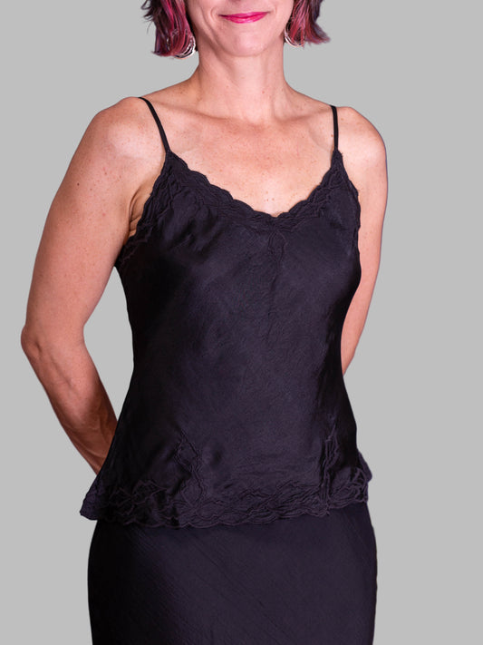 Marilyn Luxe Silk Satin Cami Black