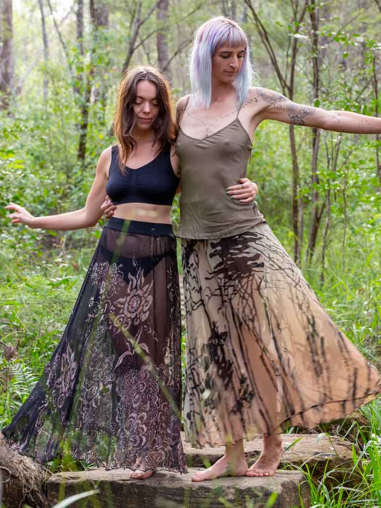 Lace Pattern Full Circle Georgette Skirt