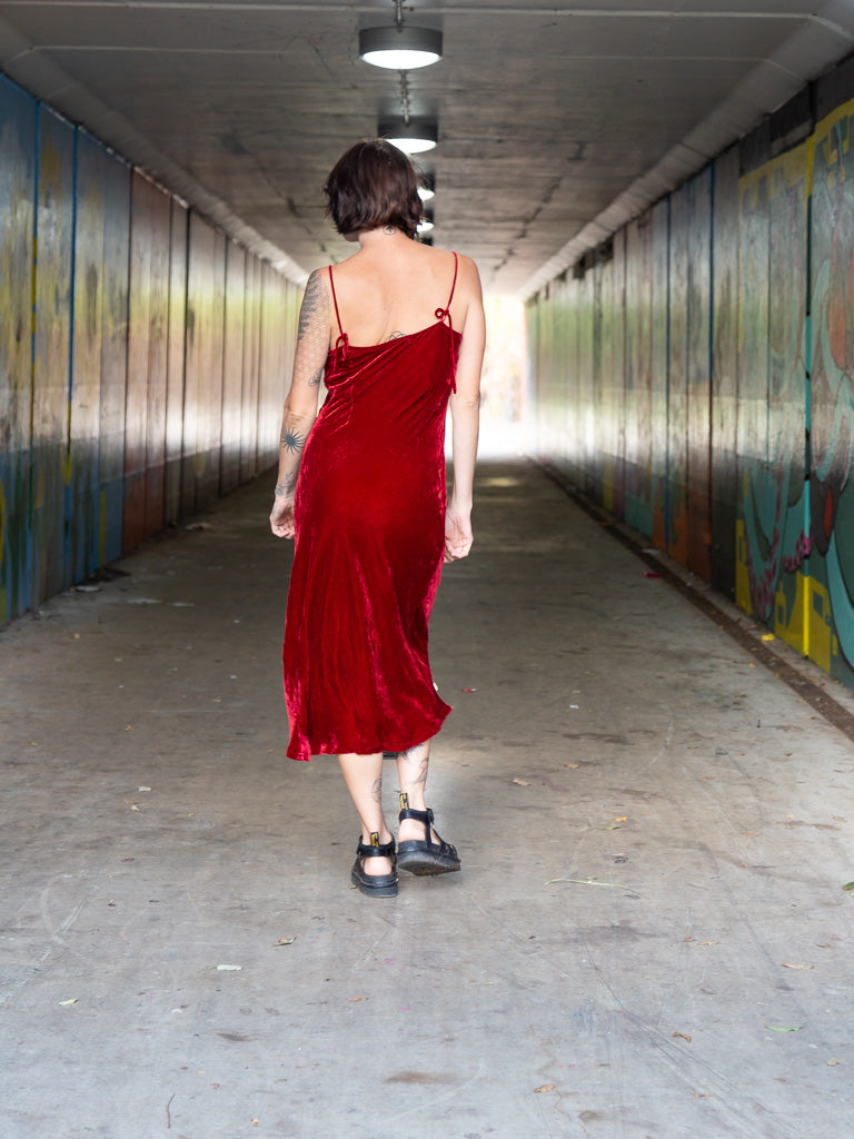 velvet slip dress Silk Velvet Slip Maxi Red