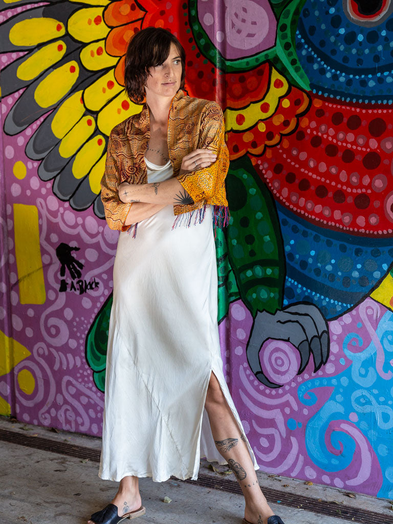 Boho Silk Chic Jacket. Rising sun size 12