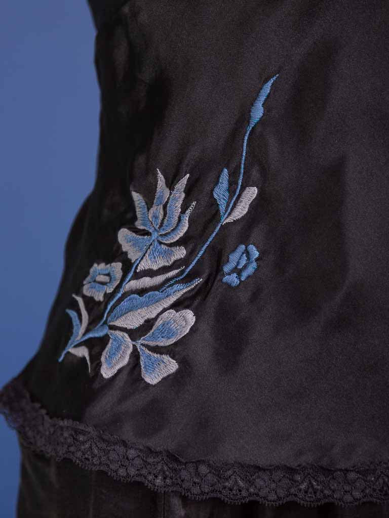 Luxe Embroidered Silk Cami - Black