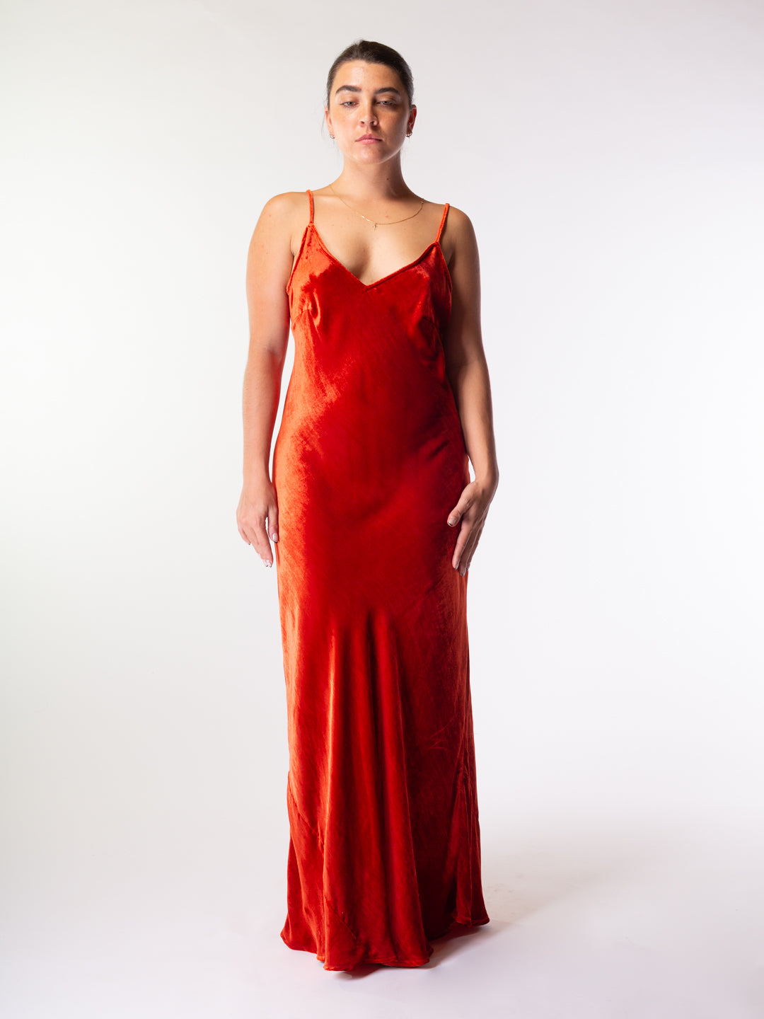Silk Velvet Slip Maxi Rust