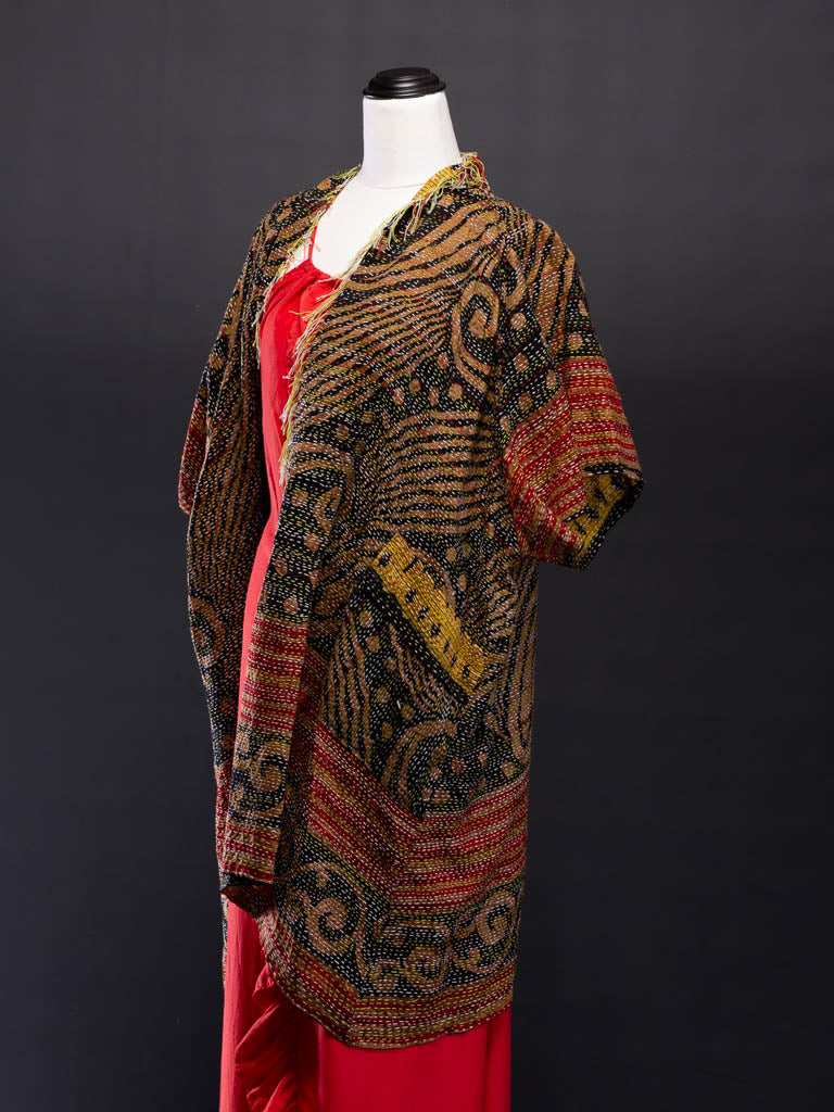 Tribal Storm — Reversible Silk Kantha Kimono