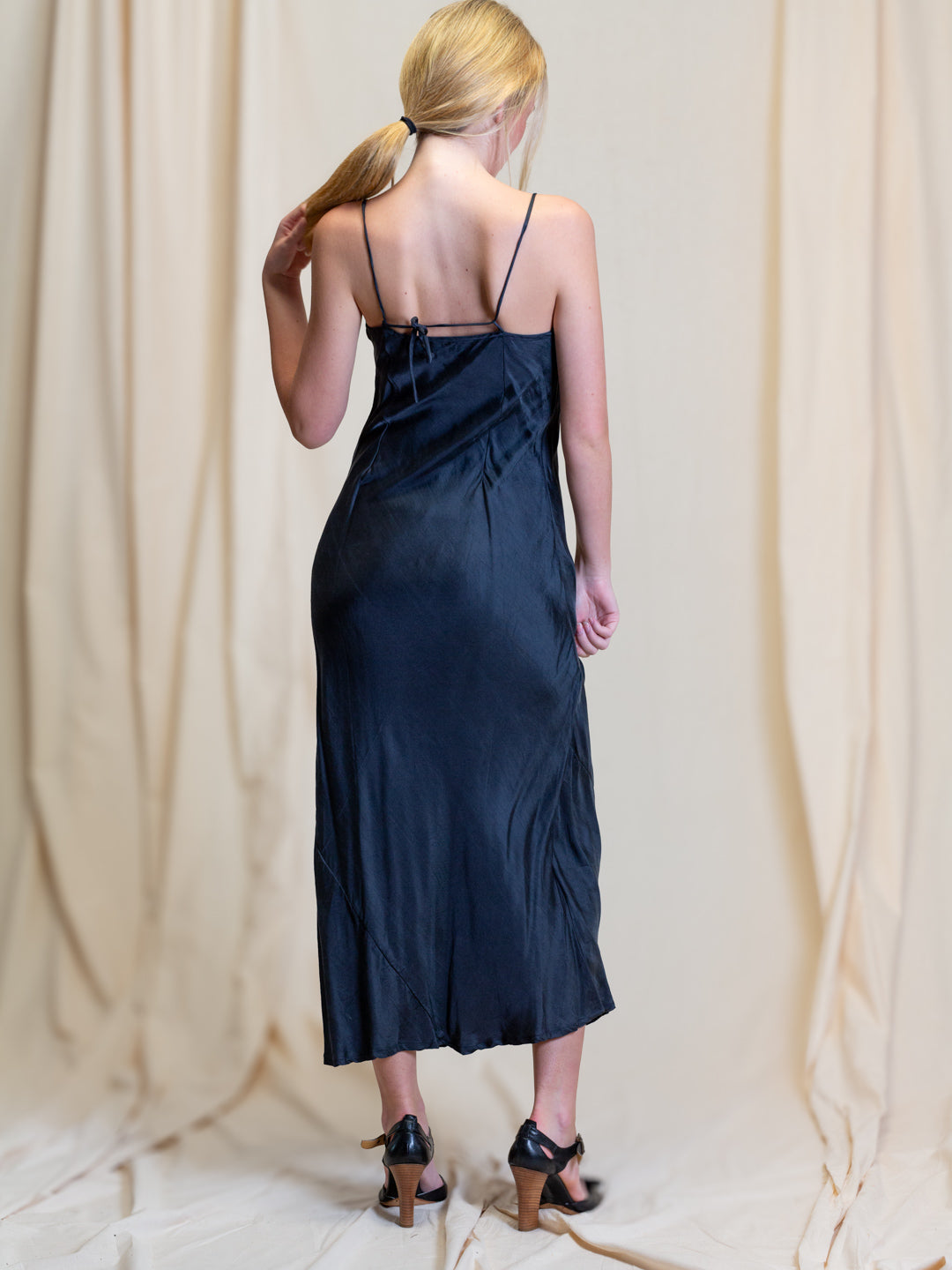 Marilyn Slip Long Indigo Satin