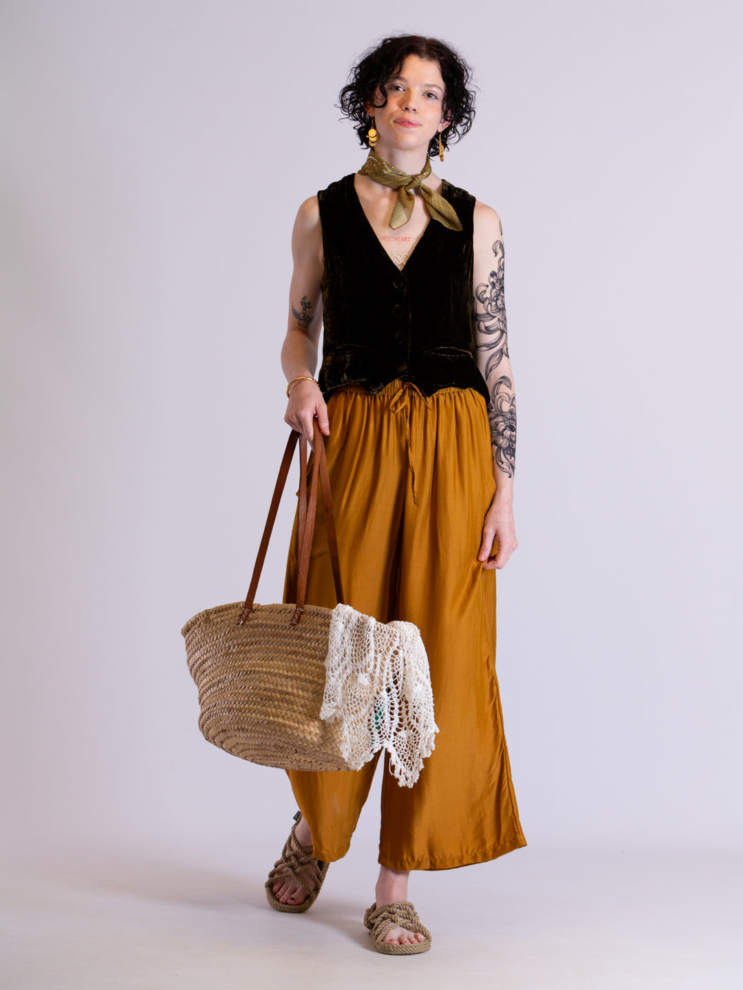 Vivian Silk Velvet Vest - Chocolate