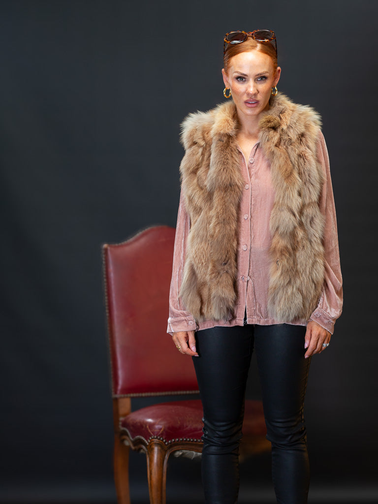 Lily silk velvet collared shirt
