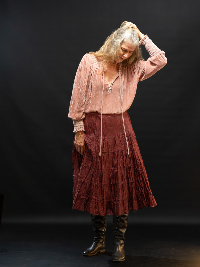 Catalina Tiered Skirt Chocoalte