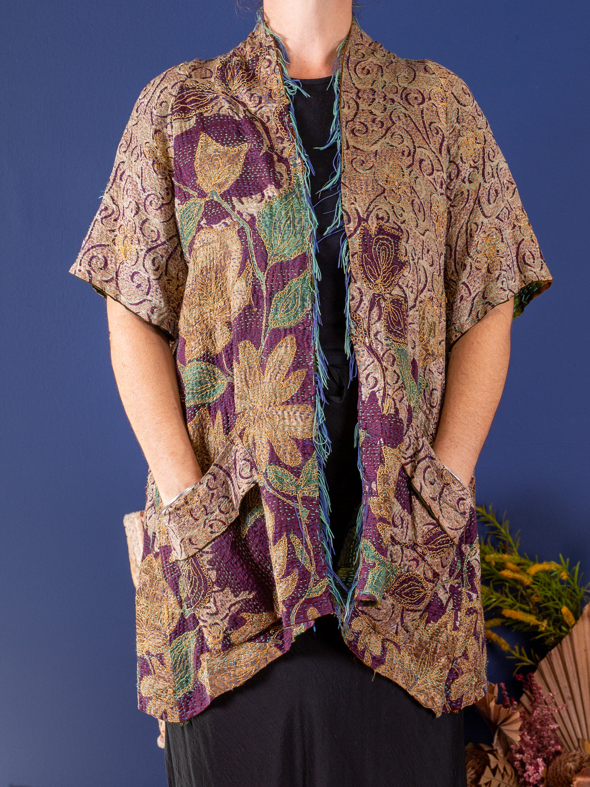 Esoteric Gardens — Reversible Silk Kantha Kimono