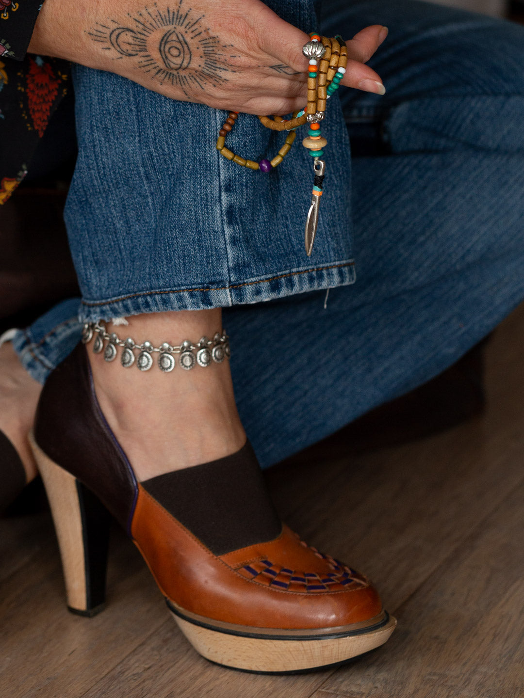 Spiral Sun Silver Anklet