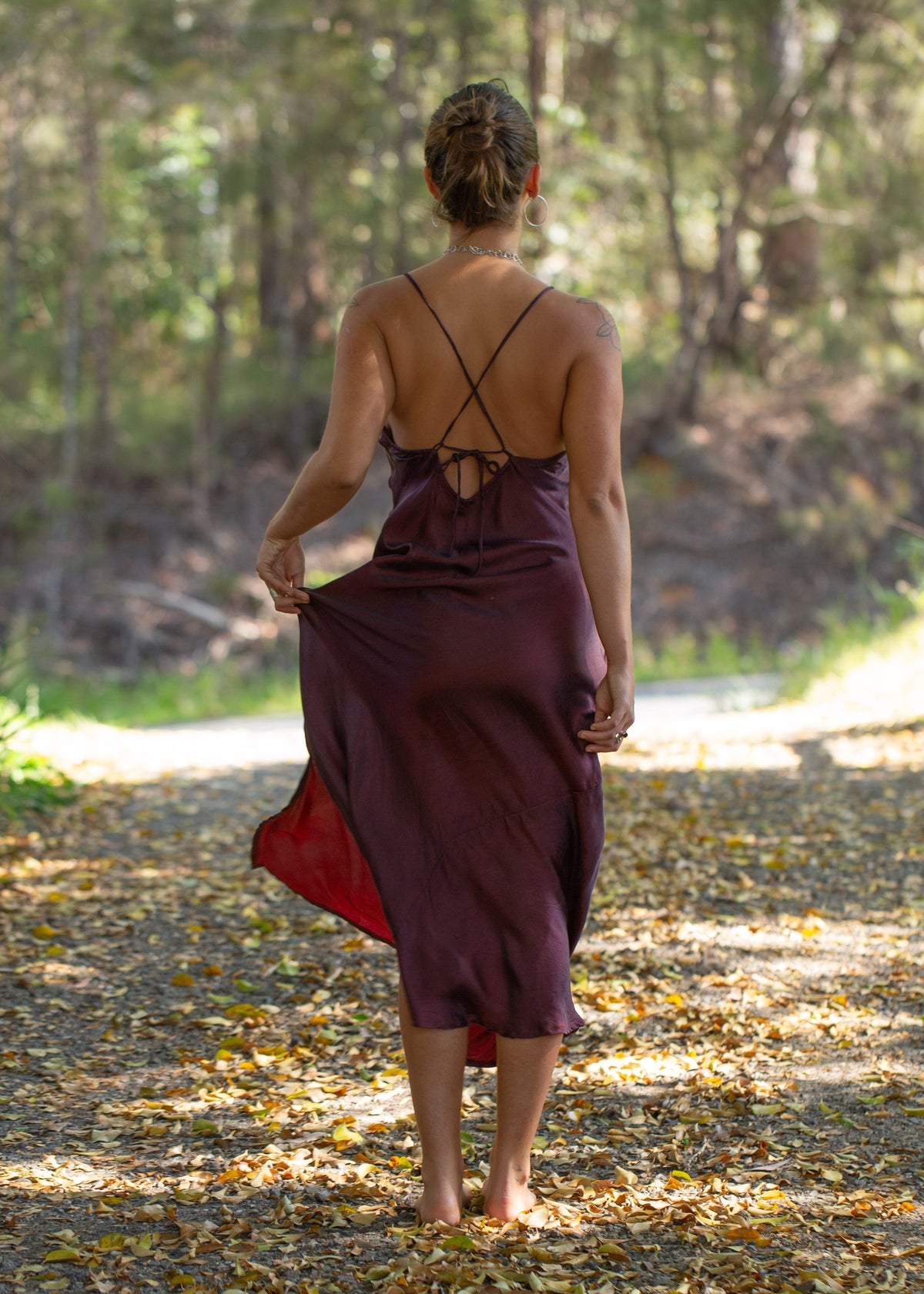 Amy Low Back Dress Maxi Bordeaux
