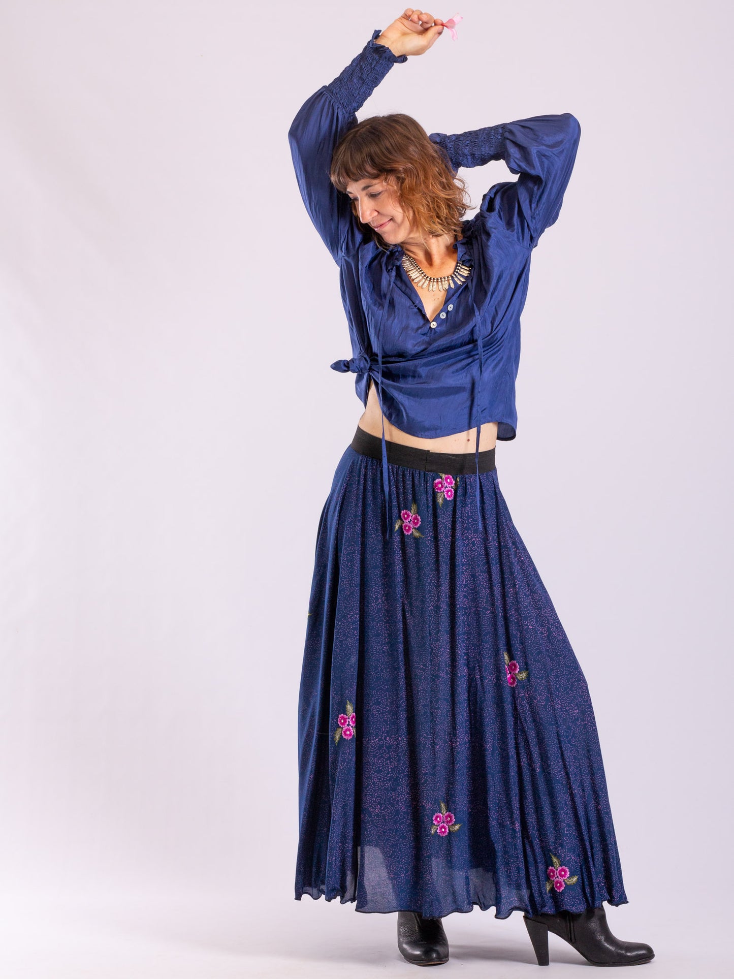 Daisy Silk Shirt – French Navy