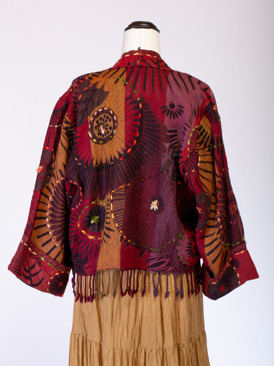 Kashmiri soft fringed wool jacket. Festive Spirit Size 12