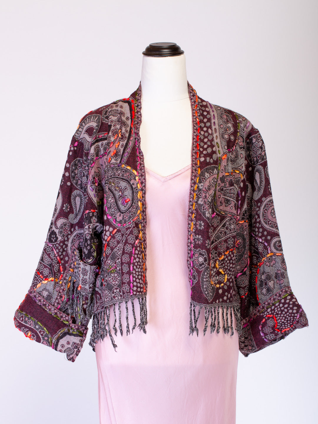 Kashmiri soft fringed wool jacket Turkish Delight. Size 12