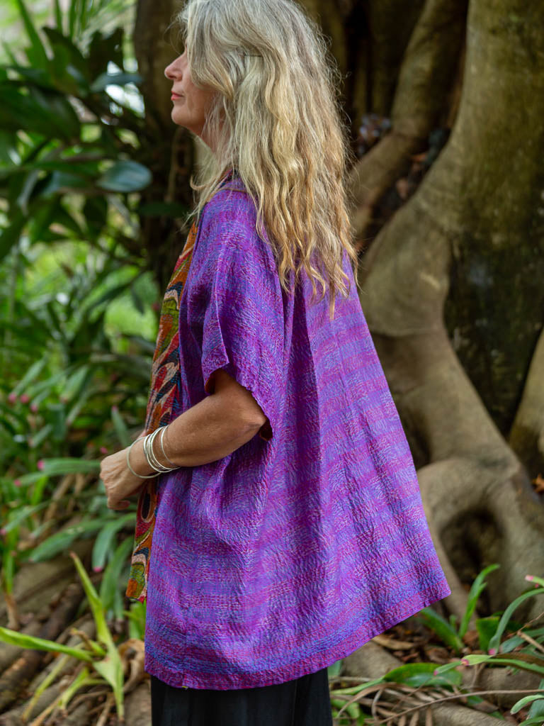 Festive Spirit — Reversible Silk Kantha Kimono