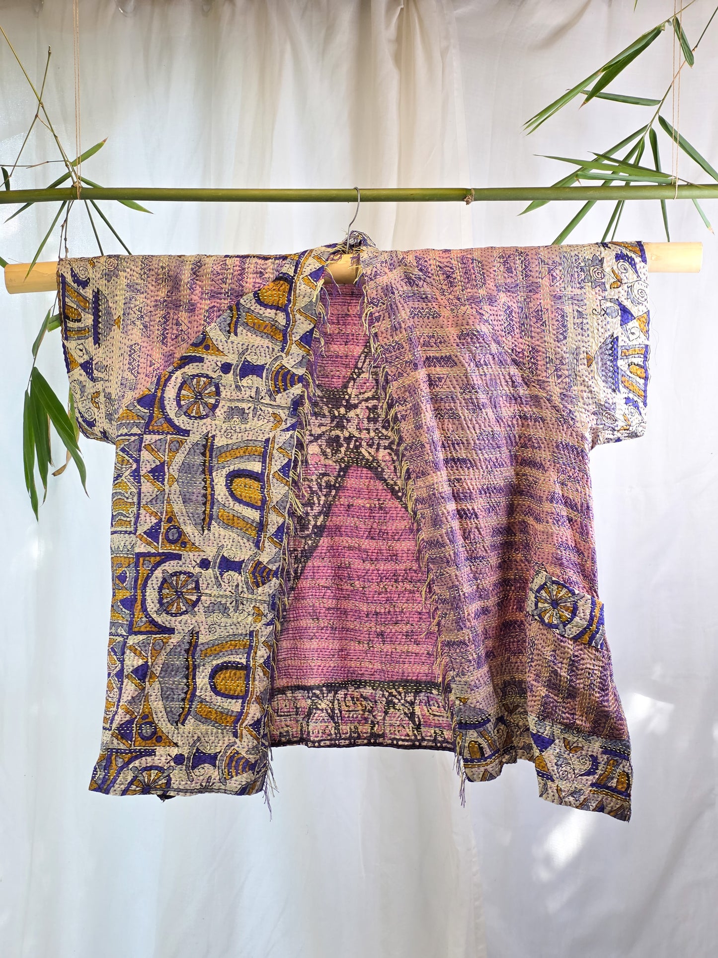 Dramatic Encounters — Reversible Silk Kantha Kimono