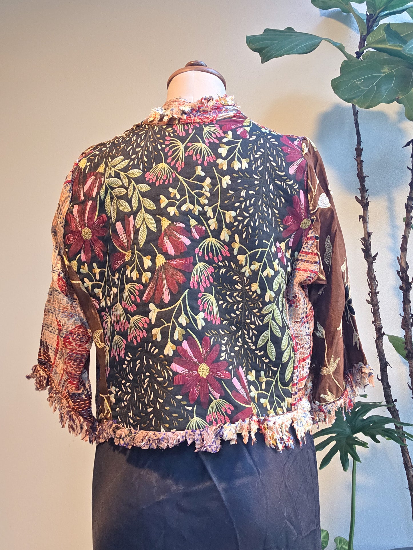 Posh & Patch Silk Collage Chestnut Jacket Size 14
