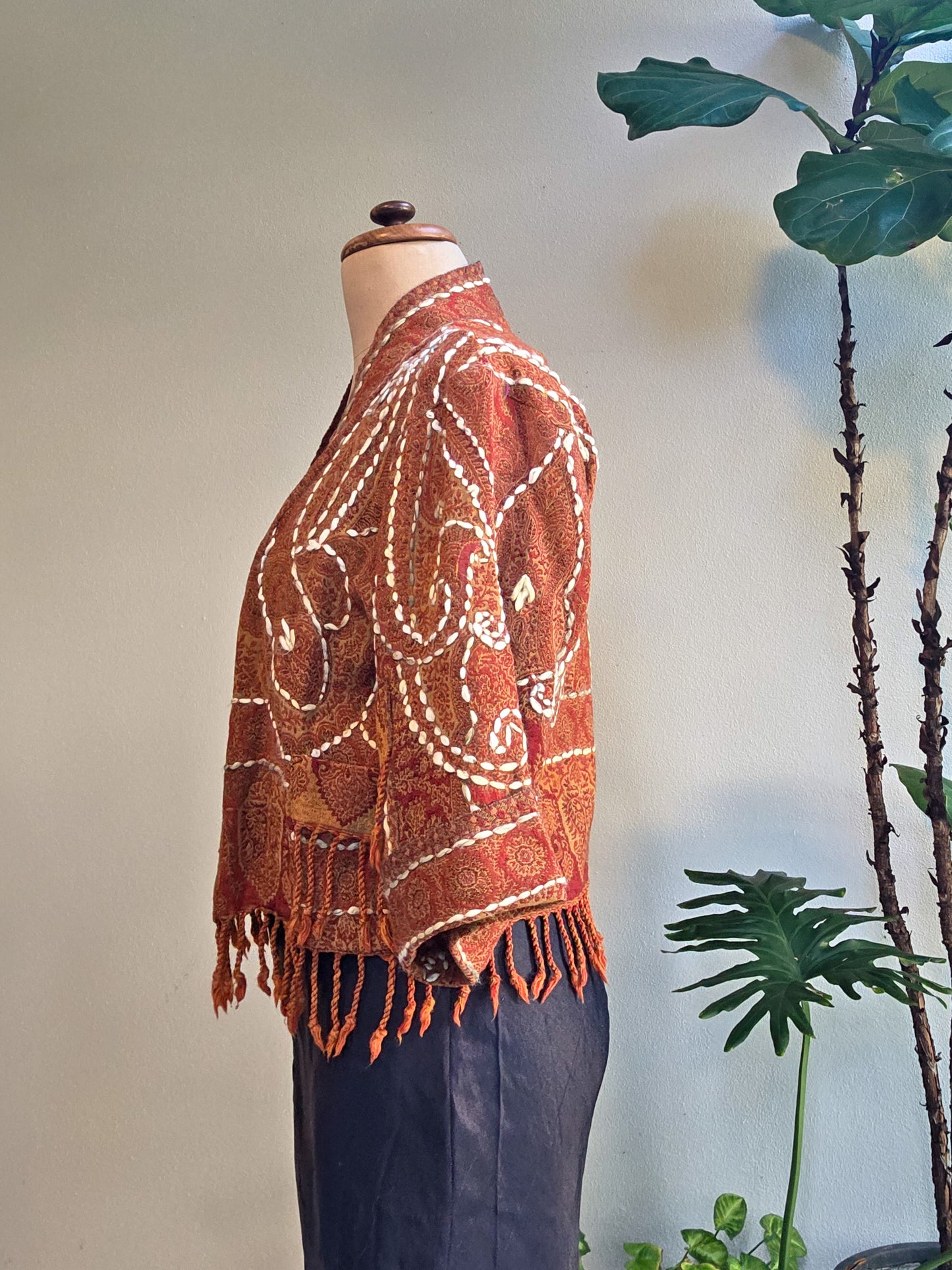 Kashmiri soft fringed wool jacket. Dal Lake Size 14