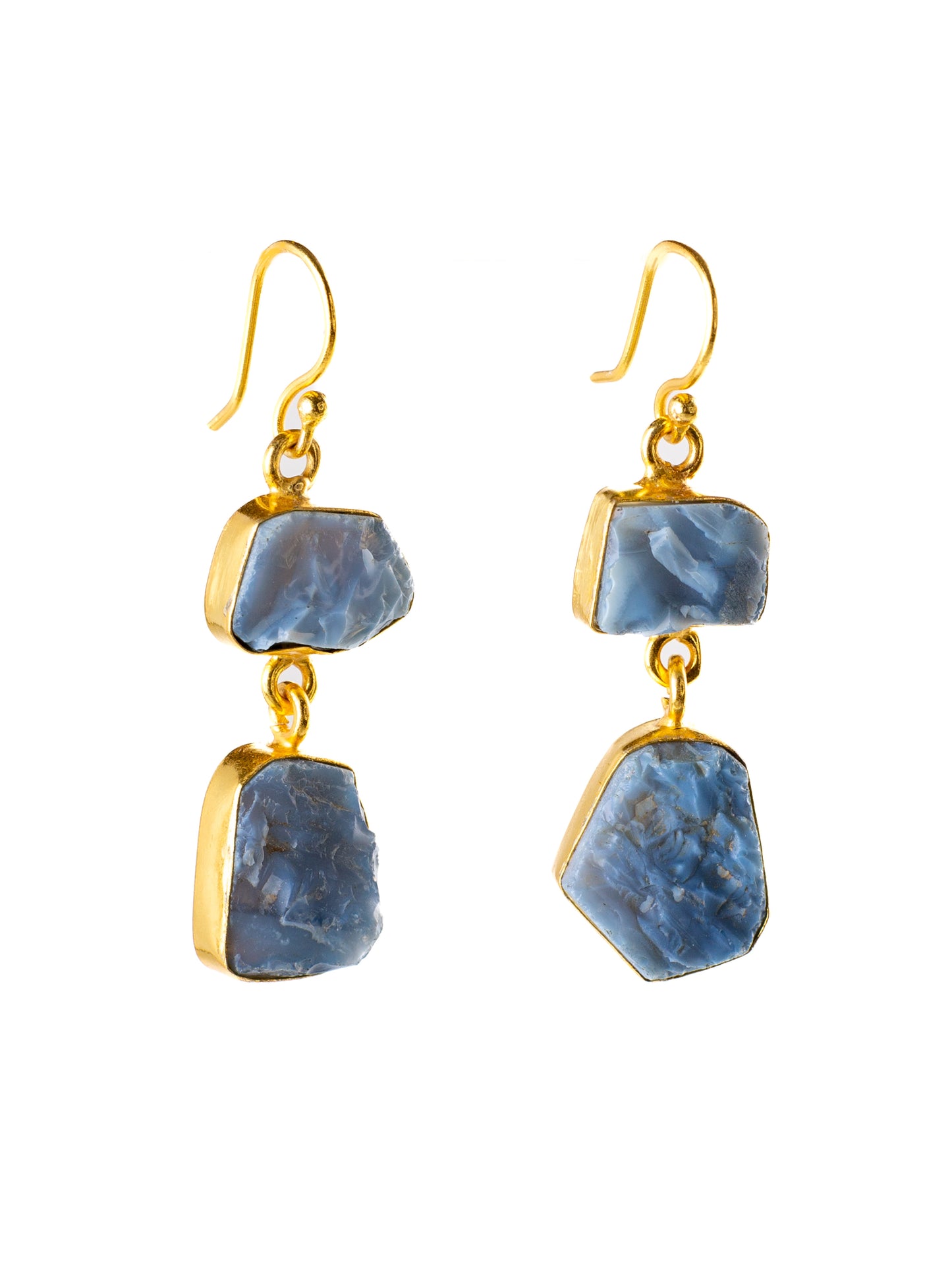 Gold Luxe earrings - blue opal