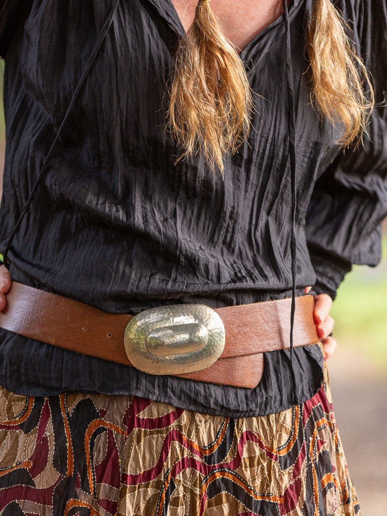 Stellar Leather Belt Beaten Buckle