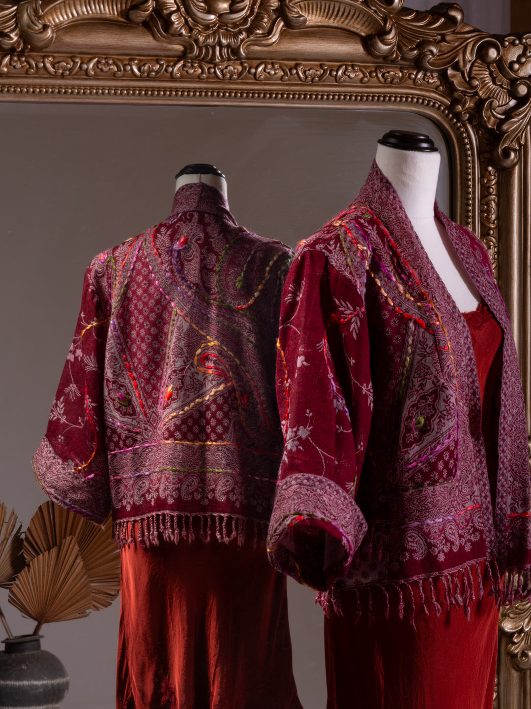 Kashmiri soft fringed wool jacket. Flourishing Ornament Size 14