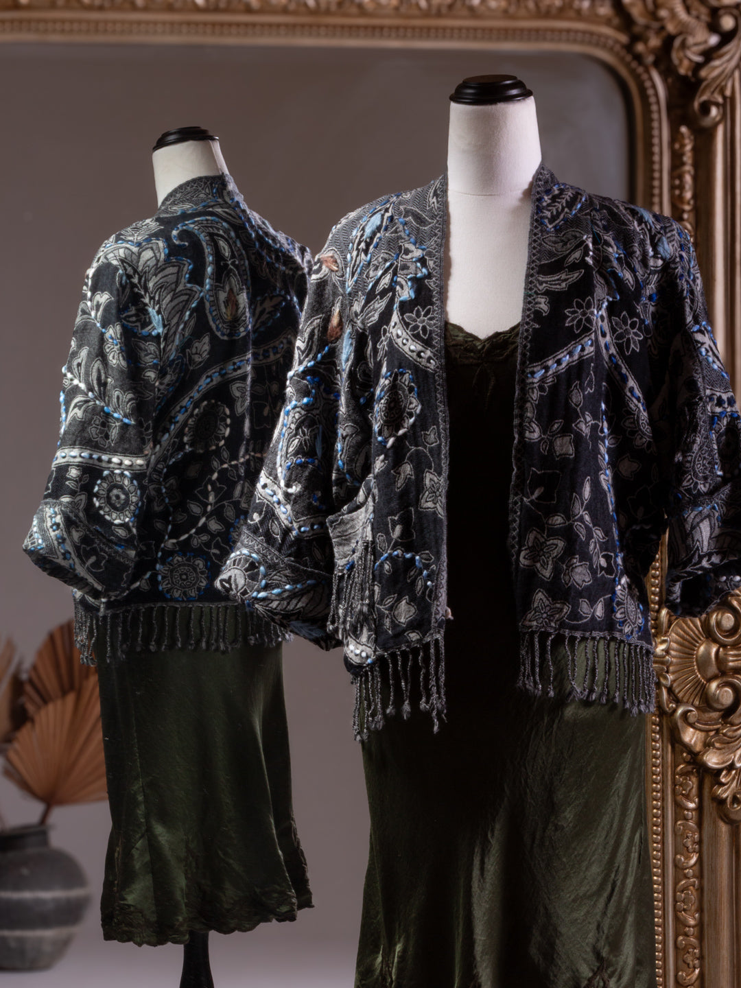 Kashmiri soft fringed wool jacket. Ashen Bloom size 10