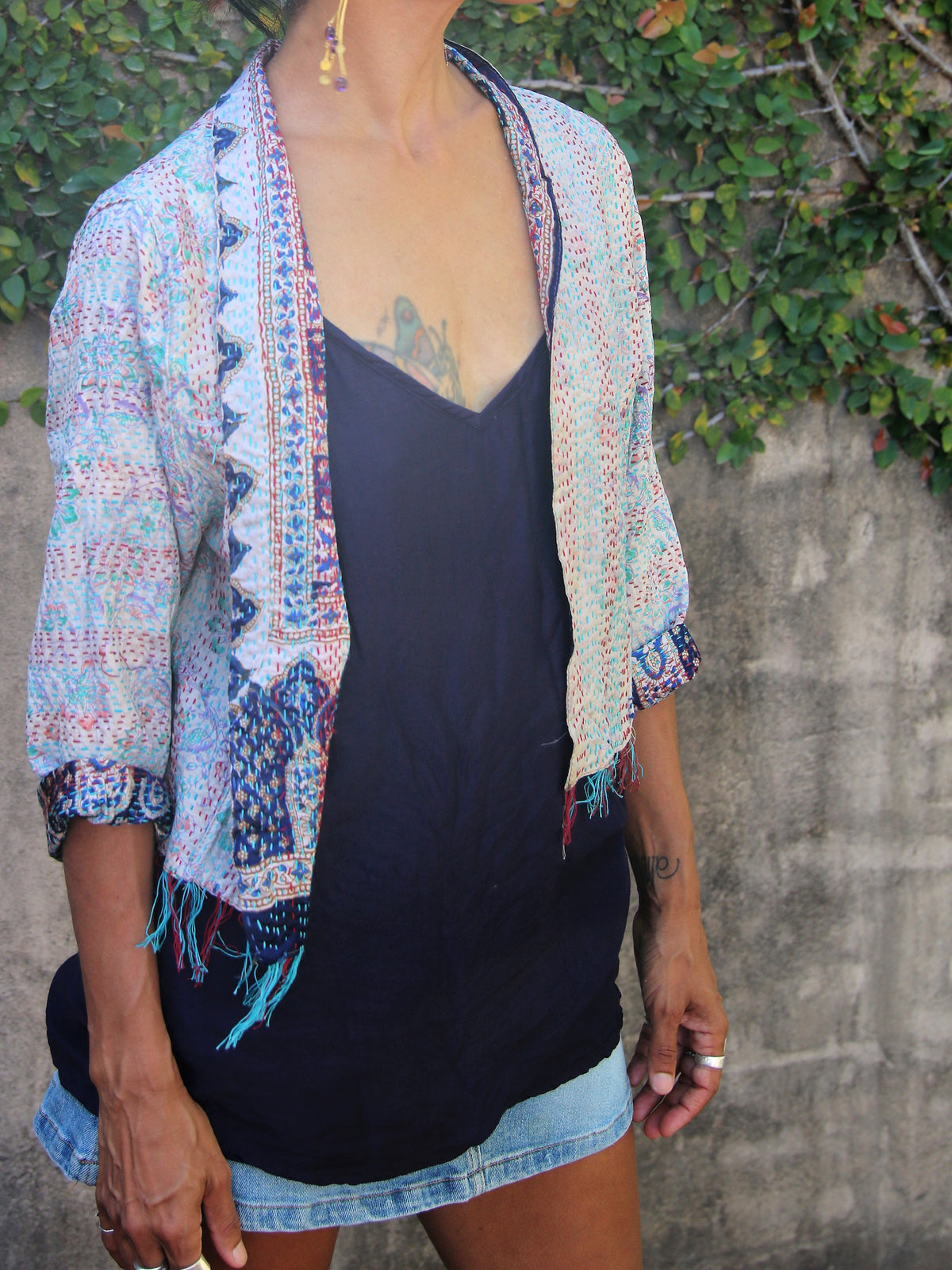 Silk Linen blend Embroidered Cami