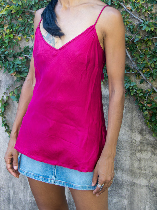 Silk Satin Luxe  Cami Magenta