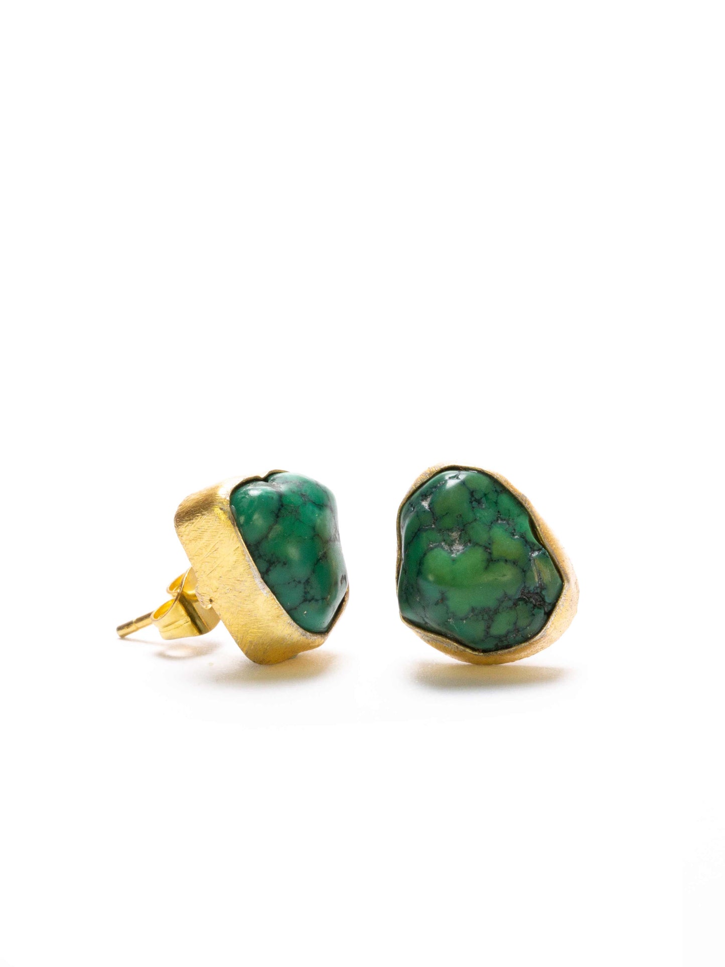 Gold Luxe earrings - studs with raw cut crystals set in gold