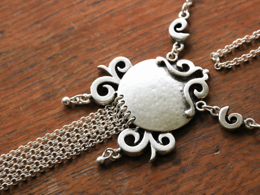 Oracle Silver Long Necklace