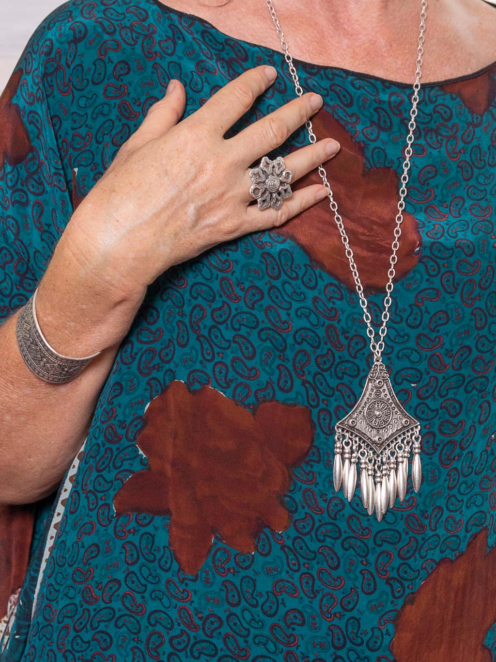 Aztec Silver Medallion Necklace