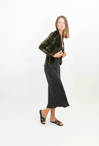 Audrey Silk Velvet Embroidered Jacket Chocolate