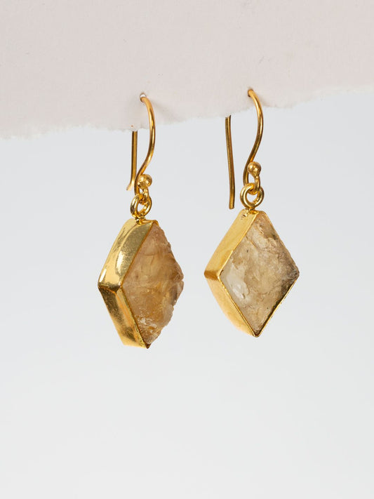 Gold Luxe earrings -  assorted diamond shaped raw cut