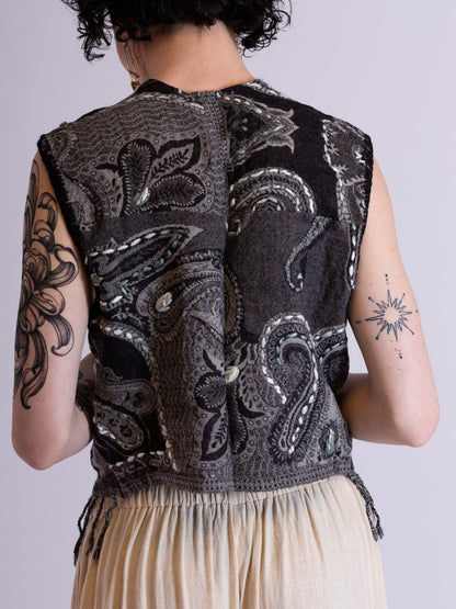 Caravan Vest Wool & Crochet Black