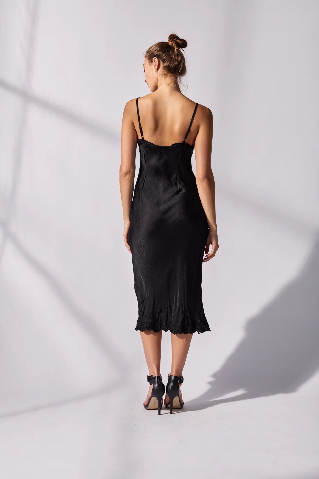Marilyn Silk Satin Luxe Long Slip Black