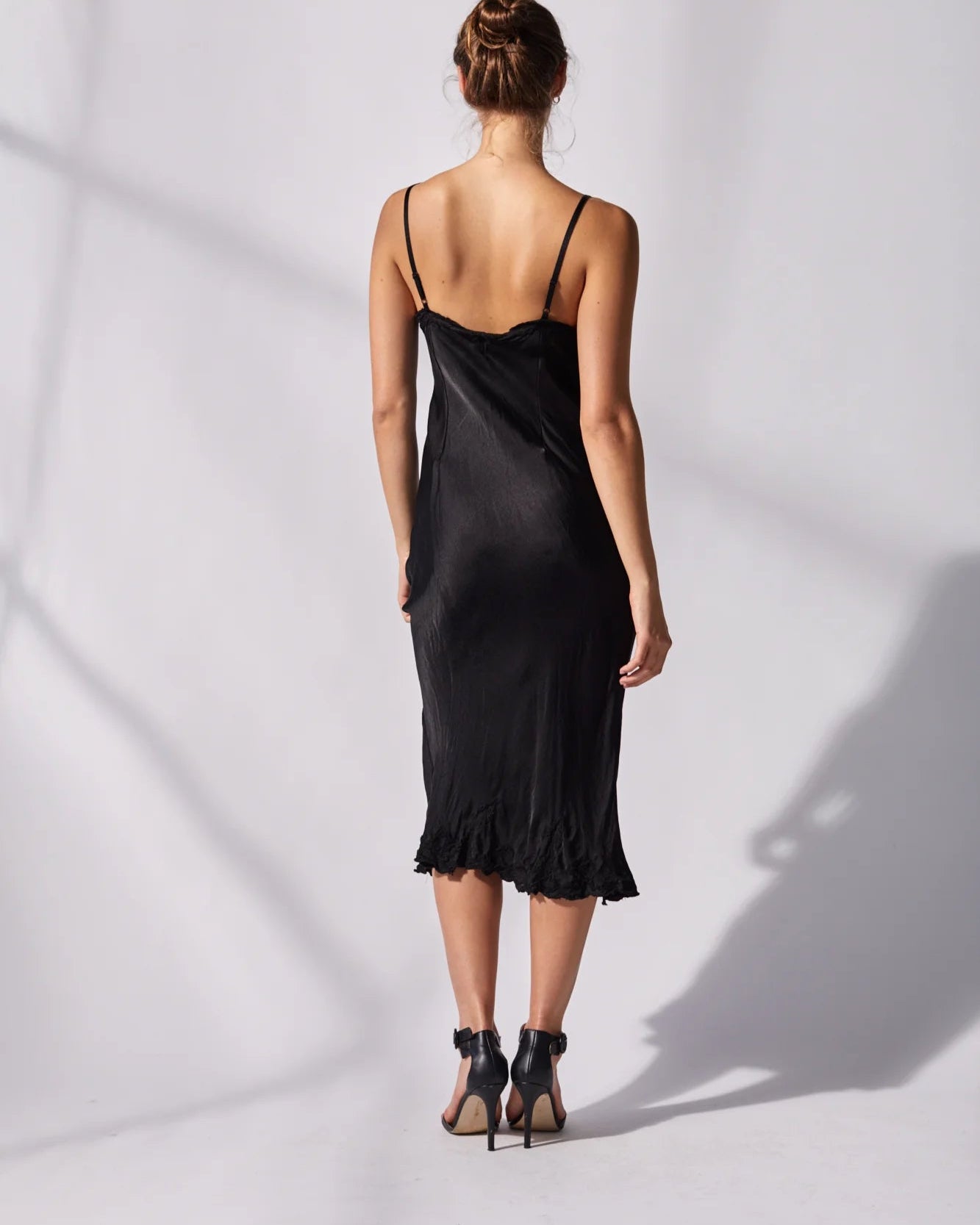 Marilyn Silk Satin Luxe Long Slip Black