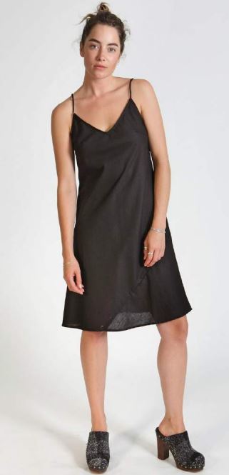 Linen slip dress black size M