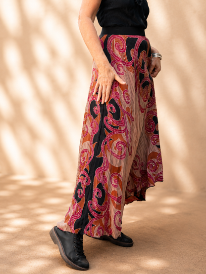 Pure Silk Circle Skirt "Cinnamon Scroll"
