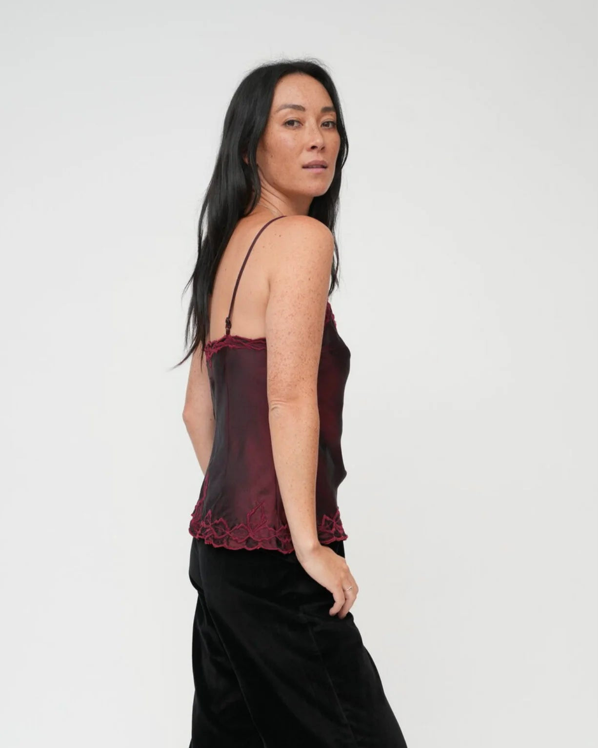 Marilyn Luxe Silk Satin Cami Bordeaux