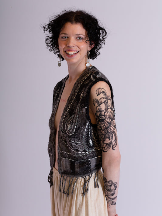 Caravan Vest Wool & Crochet Black