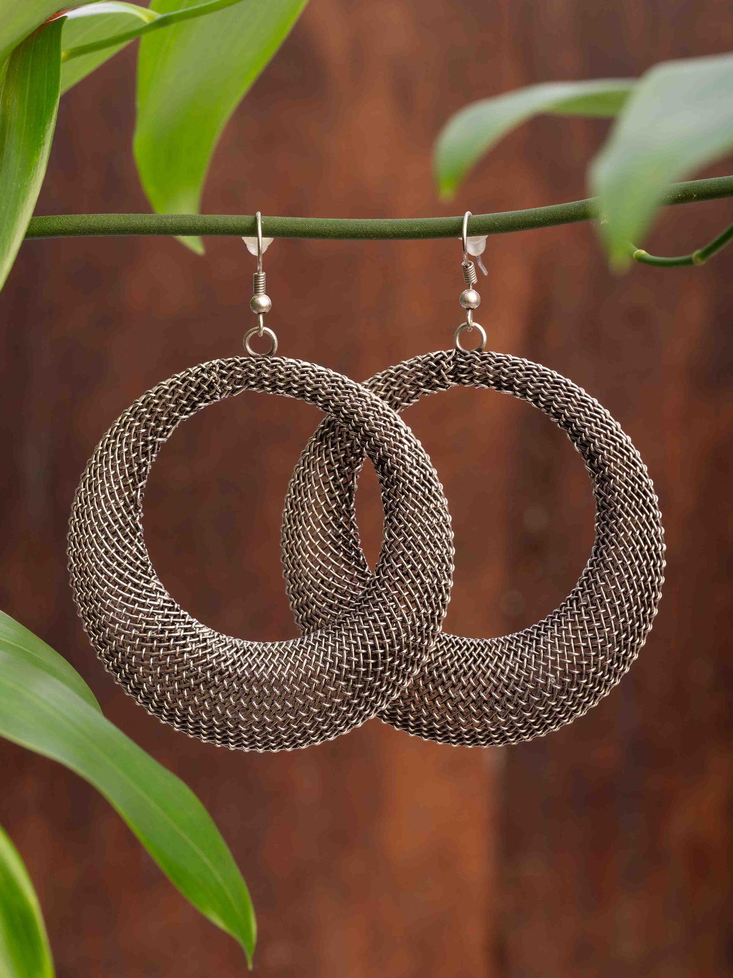 Wired Hoop Earring - a large wire meshed earring
