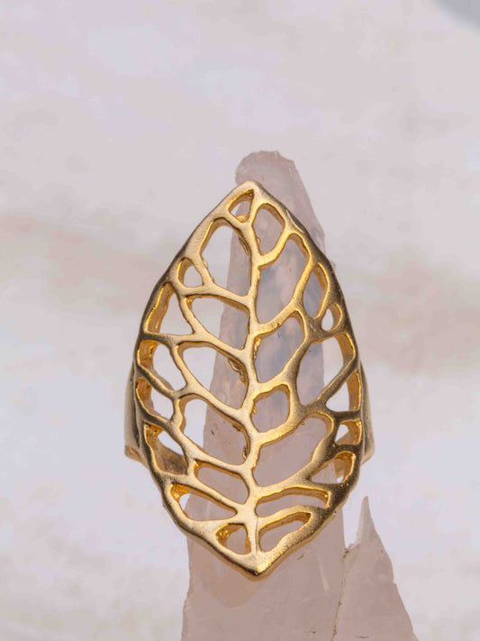 Skeleton Leaf Gold Ring
