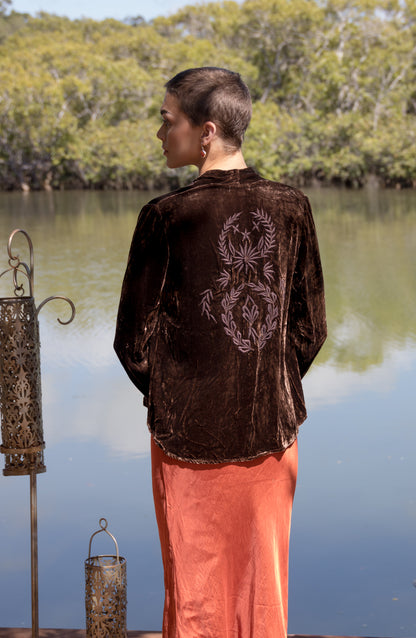 Audrey Silk Velvet Embroidered Jacket