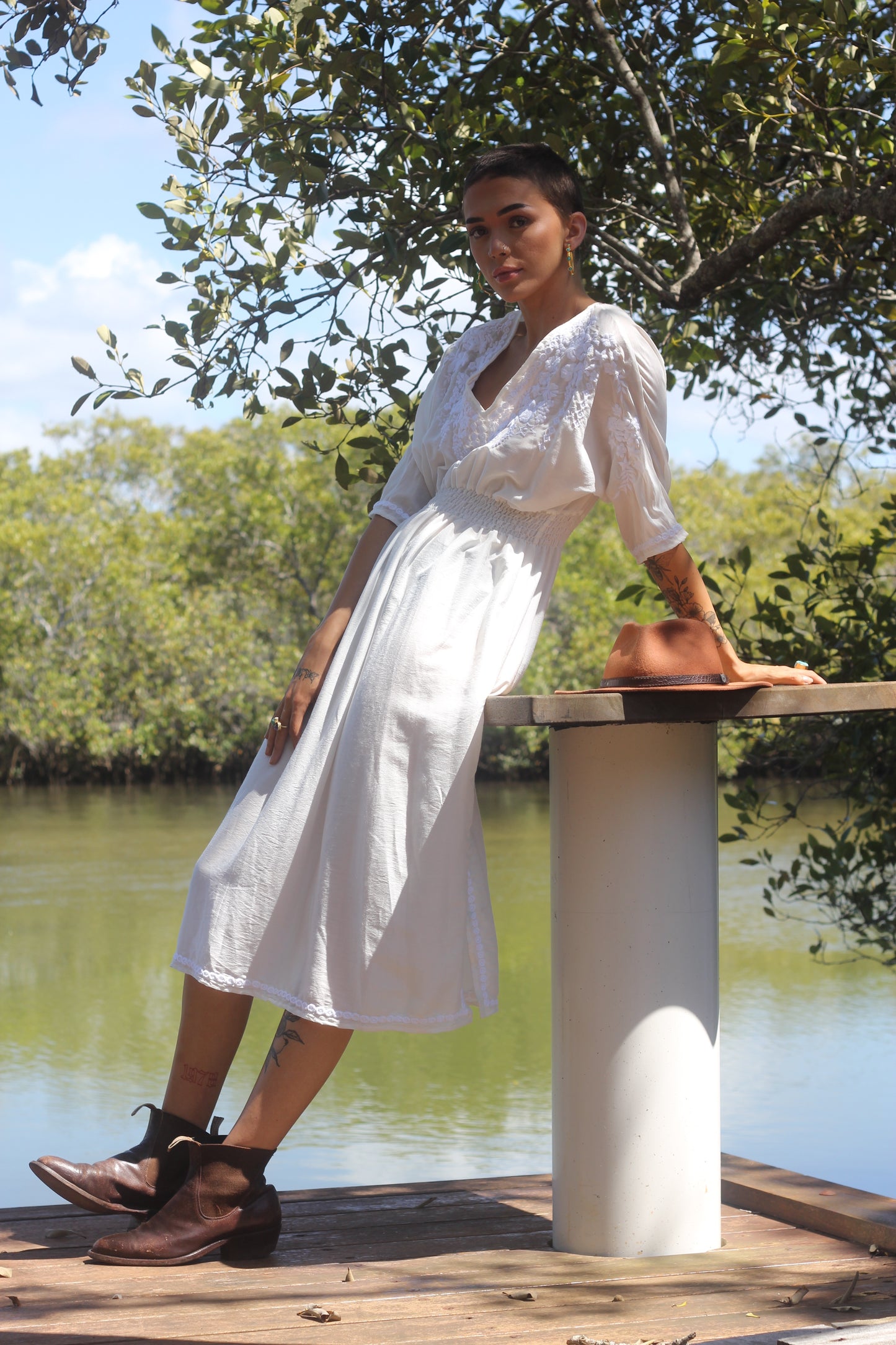 SALE Violet Silk Embroidered Dress