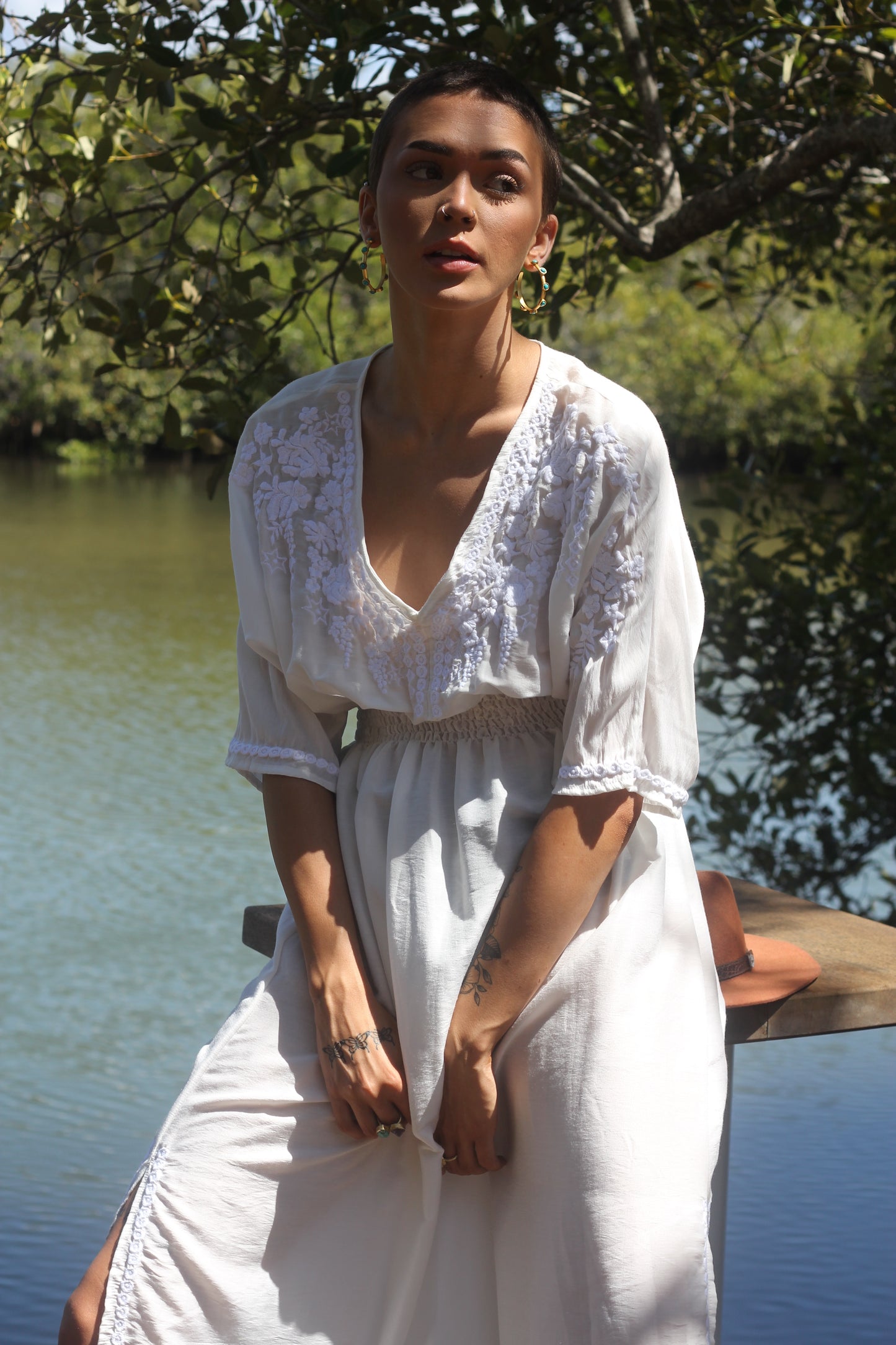 SALE Violet Silk Embroidered Dress