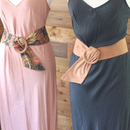 Bianca suede & batik reversible belt shell