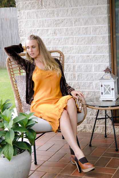 Marilyn Silk Satin Luxe Long Slip Gold