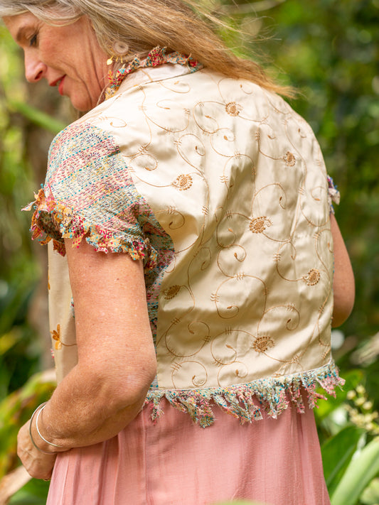 short sleeved silk jacket