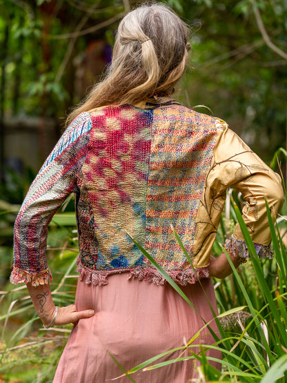 Posh & Patch Silk Collage Jacket Gold-Latte Size 10